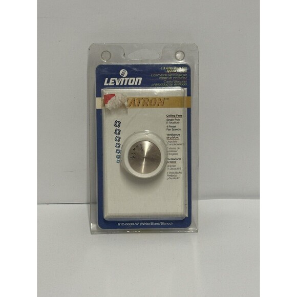 Leviton White 4-Speed Stepped Ceiling Fan Speed Control 1.5A Single Pole 6639-W - Picture 1 of 4